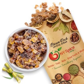 NY SPICE SHOP Brown Crystals Sugar – Rock Candy Crystal - Pure Whole Cane Sugar - Crystalized Rock Sugar – Sweet & Delicious Candies - Natural Sweetener Used For Tea & Coffee - 8 Ounce