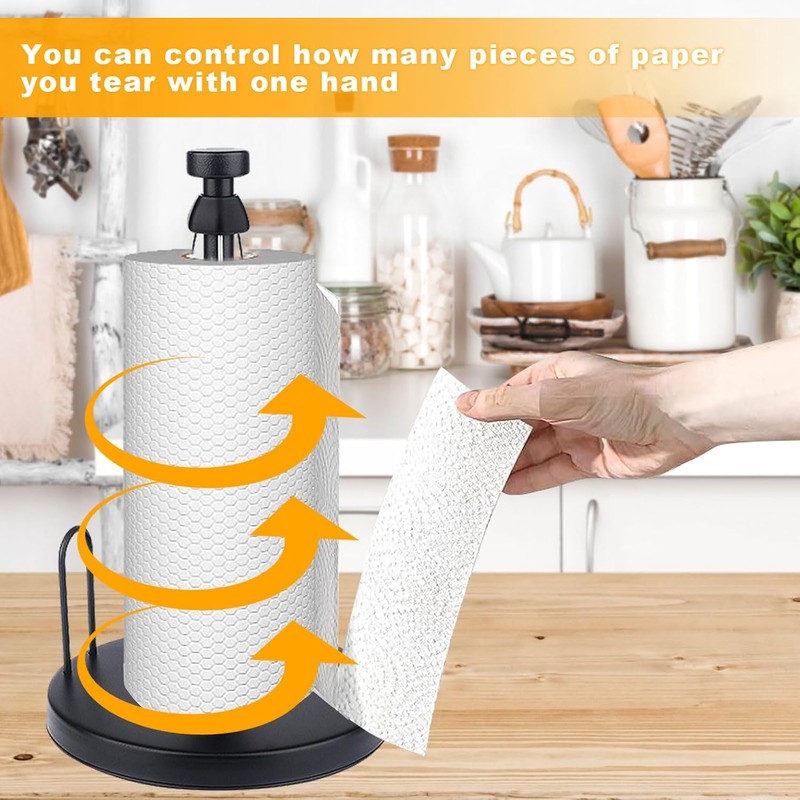 Toallero de Papel para Encimera Negro con Base Lastrada y