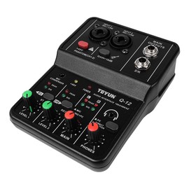Sarini Mini Audio Mixer, USB, 2 Channel, Professional Soundboard Console System, 48V Power Supply, Mini Mixer for Live Broadcast, Karaoke and Stereo Recording