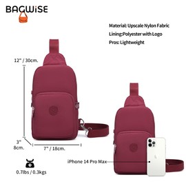 Crossbody Bags for Women, Unisex Crossbody Purse Bag, Sling Bag, Lightweight and Compact Sling Backpack Purse for Women (Bordeaux)