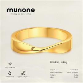 3mm Twisted Infinity Ring Women Men 18K Gold Plated Titanium Mobius Band Eternal Love Promise Wedding Stackable Minimalist