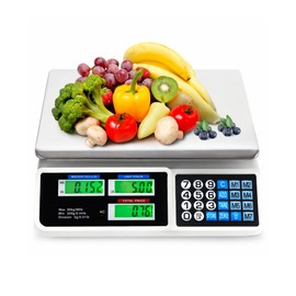 CHEFJOY Commercial Digital Kitchen Scale, 66 LBS/30 KG Food Meat Fruit Weighing Scale w/Dual LCD Stainless Steel Platform in lb & kg, Food Scale for Farmers Market, Retail Outlets, Meat Shop