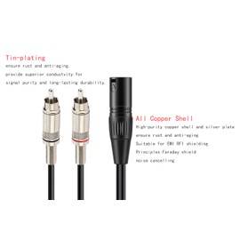 luxferre xlr rca conversion cable, rca xlr conversion cable, canon rc a cable, 3.3 ft (1 m), canon male pin plug, oxygen-free copper cable, durable, compatible with microphones, speakers, amplifiers, mixers, cameras, condenser microphones, etc