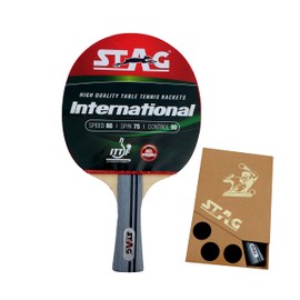 Stag International Table Tennis Racquet with wodden case | 180 Grams | Intermediate | ITTF Approved Rubber | Multi- Color
