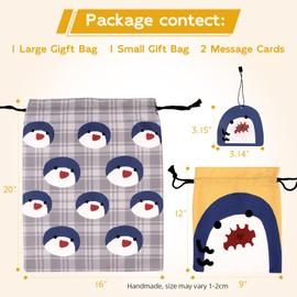 silenwest Gift Bags for Kids, 20" Large 12" Small, Birthday Bags for Boy Girl Adult or Any Occasion, Sharks