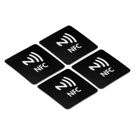 PATIKIL 4pcs NFC Sticker NFC215 Tag Sticker 504 Byte Memory Full Programmable Square NFC Tag for Phone NFC Enabled Devices Black