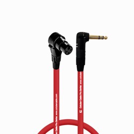 COLUBER CABLE Right Angle XLR Female to Right Angle 1/4" TRS - 1.5 Feet - Red - Pro 3-Pin Microphone Connector for Powered Speakers, Audio Interface or Mixer for Live Performance & Recording