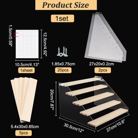 NBEADS 5-Tier Wooden Display Stand, 30.5x27x20cm Step Wooden Table Display Stand Clear Acrylic Figure Display Stand Tiered Display Organizer Holder for Office Home Table Top Craft Shows