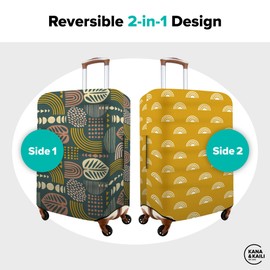 Kana & Kaili 2-in-1 Reversible Luggage Cover | Stylish Suitcase Covers for Luggage | Spandex Luggage Covers for Suitcase TSA Approved | Suitcase Cover | Luggage Sleeves for Suitcases | Boho S