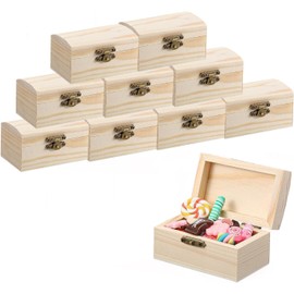 Small Wooden Treasure Chest Box, Mini Wooden Treasure Chest, Rectangular Wooden Treasure Chest, Wooden Treasure Chest, Craft Set, Crafts, Suitable for Decorating and Storing, Pack of 10