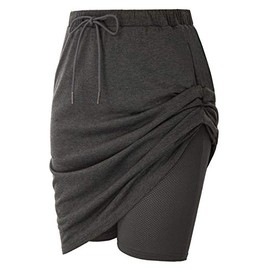 Jack Smith Women's Athletic Skort Drawstring Waist Stretchy Knitting Skirts (L,Deep Grey)