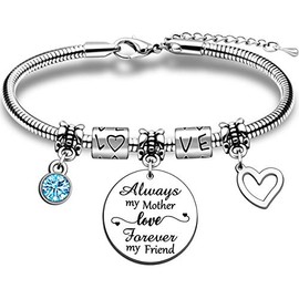 JMIMO Mum Bracelet from Daughter Son Charm Adjustable Snake Bangle Bracelet For Women Mother Bracelet Jewellery Gifts-Always My Mother Forever My Friend
