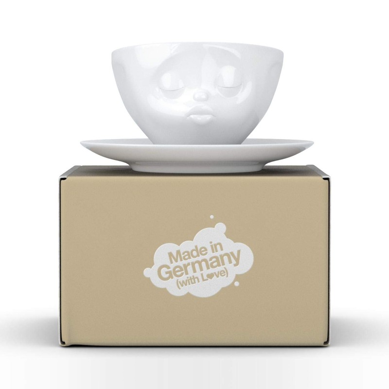 Coffee Cup With Saucer Kissing Design White