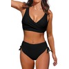 Women's High Waisted Bikini Twist Front Tie Back 2 Piece