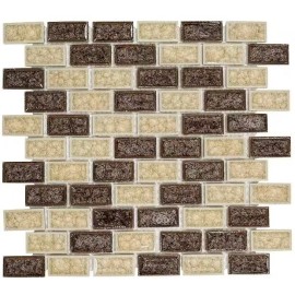 Jeffrey Court Hazelnut Butter Crackle Cream Interlocking Glossy Ceramic/Glass Wall Mosaic Tile