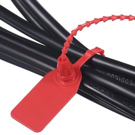 Plastic Anti-Tamper Seals, Blue Security Tags Pull Ties Shipping Label for Luggage, Fire Extinguishers, Shoes (Pack of 100)