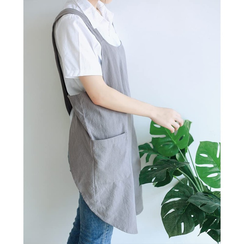 Glorlliant Apron Cotton Linen Soft Japanese Style Kitchen Apron with