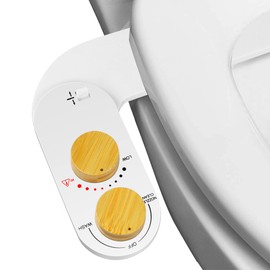 Jecatiy Hot and Cold Bidet, Non-Electric Bidet Attachment for Toilet Warm Water, Cold to Warm Water Temperature Control, Nozzle Self Cleaning, Adjustable Water Pressure Nozzle & Angle Control