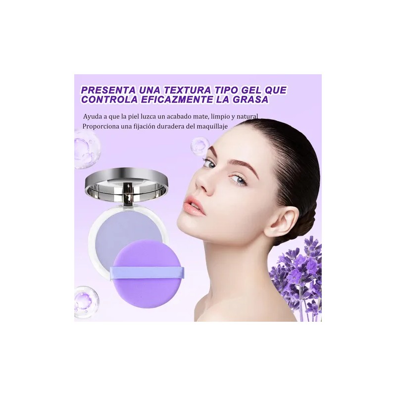 Base Maquillaje Polvo Compacto Matte Con Espejo Lavanda