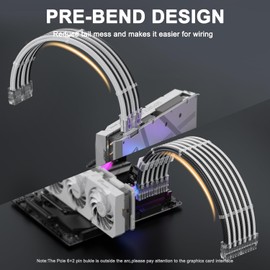 Sirlyr PSU Cable Extension,Customed Pre-Bend PC Power Supply Cable,1x 24 Pin ATX / 1x 8 (4+4) Pin EPS/Longer 2X 8 (6+2) Gold-Plated Pin Pcie,Nylon Sleeved Black White,4 Kits