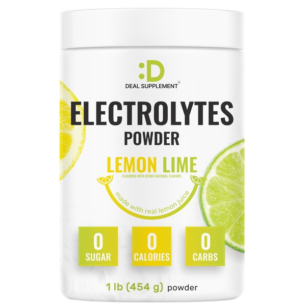 Electrolytes Powder, 1lb (69 Servings) – No Sugar, Lemon Lime