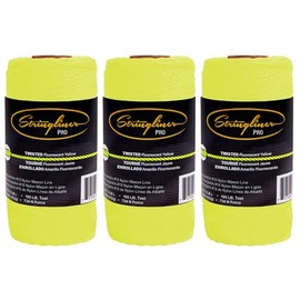 Stringliner 35712 Mason’s Line Replacement Rolls – 1 Lb. #18 Construction Replacement Roll Twisted FL Yellow 1080'. (3 Pack)