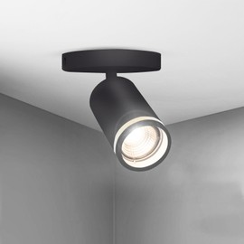 Karyoosi 1-Light Track Lighting Fixtures Ceiling, Round Ceiling Spot Lighting, Flexible Rotatable Detachable GU10 Light Head, Matte Black, Bulb Not Included, for Kitchen, Home Office, Laundry