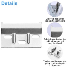 JUNMEIDO 10PCS Kitchen Cabinet Hanging Brackets Heavy Duty Cupboards Hanger Plate 60mm Galvanized Iron Cabinet Hanging Bracket Plates Wall Mounting Kitchen Cabinet Brackets for Bedroom Dinining Room