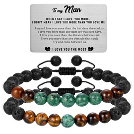 DONYUDE Bead Bracelet Mens Gifts for Birthday Adjustable Layered Braided Bracelets Anniversary Christmas Gift for Him