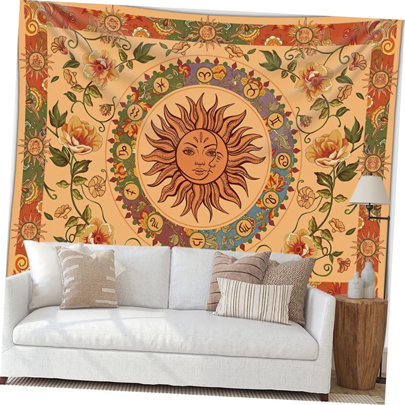 Ciieeo Bohemian Sun Moon Tapestry Artistic Wall Hanging for Home