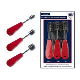 Copper Pipe Cleaner, Copper Pipe Fitting Brush, Cleans Inside of Fittings for Copper Pipe Soldering, 3-pc Set: ½ in, ¾ in, and 1.0 inch, Copper Pipe Cleaning Brush, Kwalitistar