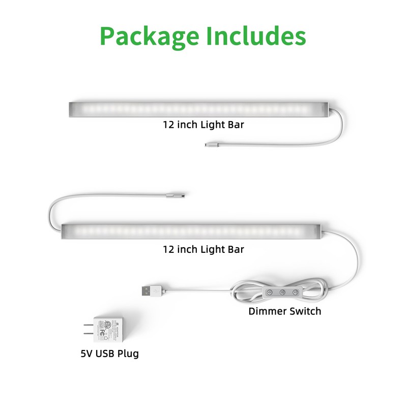 ASOKO HOME Dimmable Wired Under Cabinet Lighting - 2 Pack