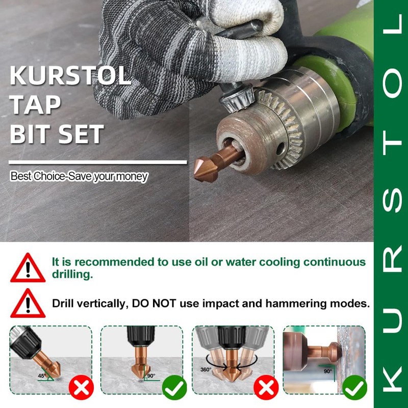 KURSTOL Countersunk Drill Bit Set - M35 HSS Cobalt Coated