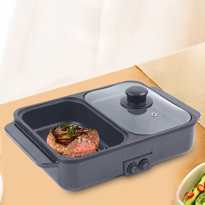 2 in 1 Electric Hot Pot with Grill, 1200W 110V