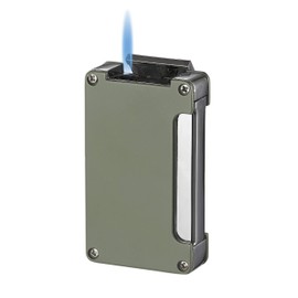 Visol Zidane Butane Torch Single Flame Refillable Gas Lighter, Built in Punch, Windproof Adjustable Flame Lighter with Free Engraving (Shipped Without Butane)