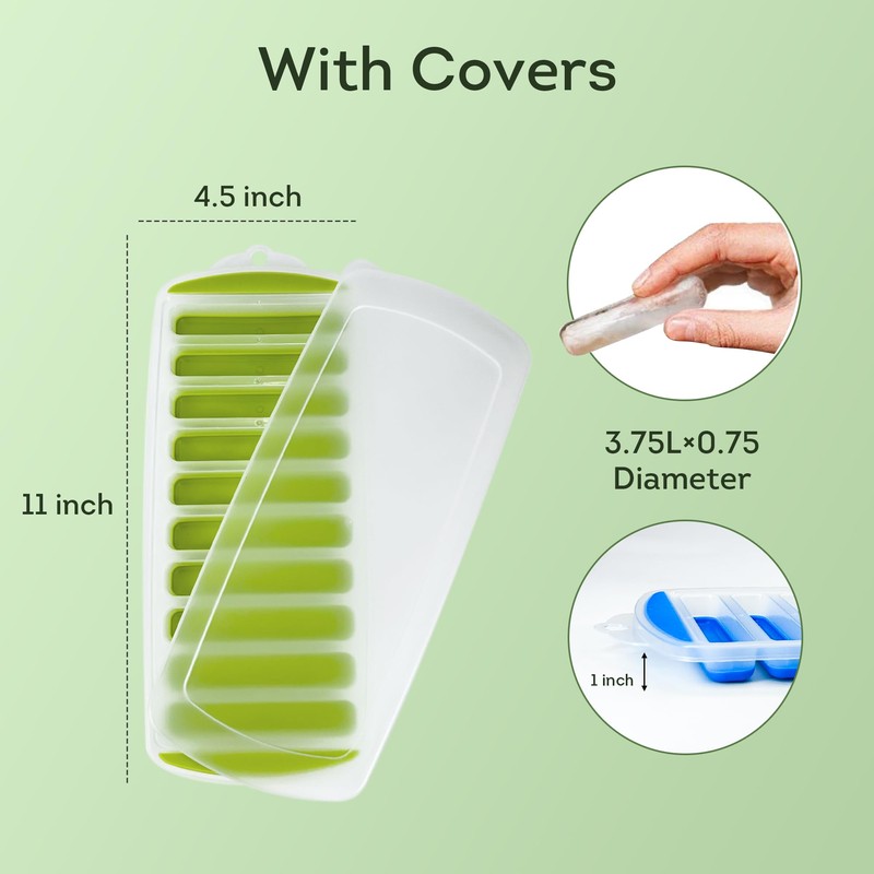 Lily's Home Silicone Ice Cube Tray with Lid Set of