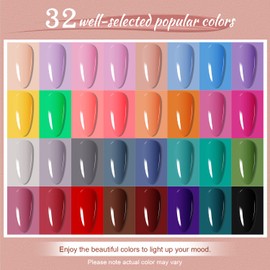 JODSONE Gel Nail Polish Kit with UV Light 32 Color Soak OFF Gel Nail Kit Base&Top Coat Gel Polish for DIY Manicure Lovers