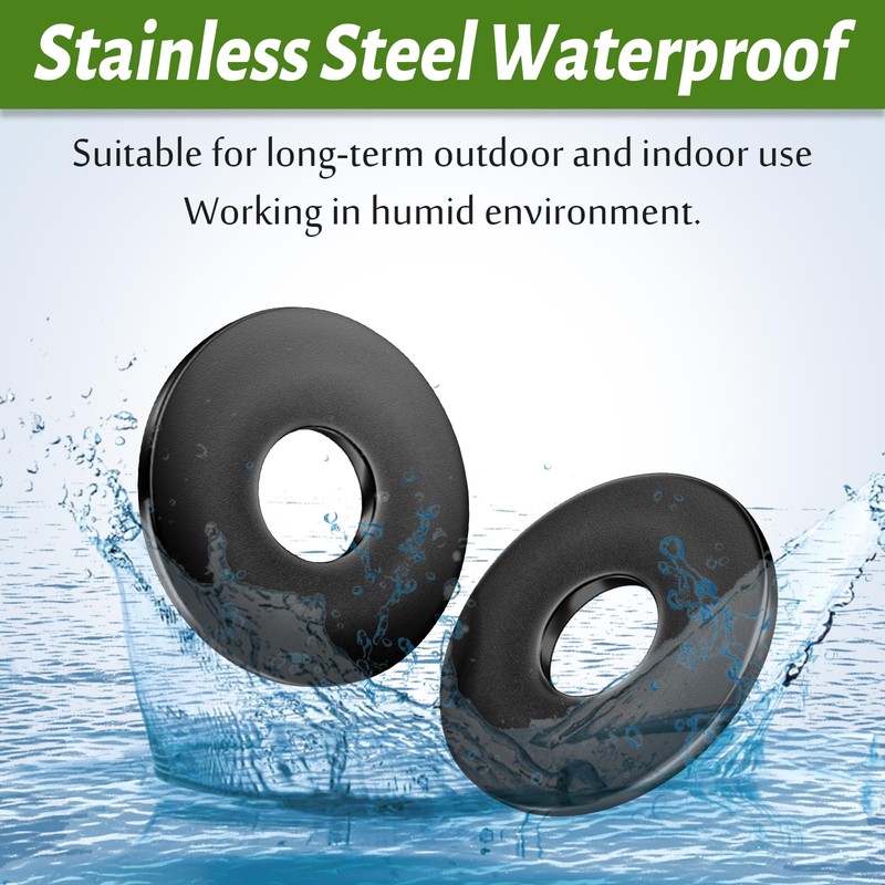 Jeboler Washers M10 Black, Pack of 10 Stainless Steel Washers