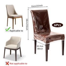 6 Pcs Plastic Chair Covers, Clear Thick Waterproof Dining Room Seat Protectors Anti-Scratches Seat Covers No Dust, Dirt, Spill, Pet Hair and Claws, Fit W/21 x D/18 Inch