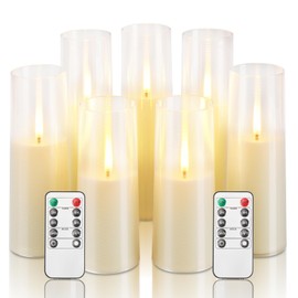 Homemory Ivory Flameless LED Candles with Remote Control & Timer, Battery Operated, Modern Design, Set of 7 for Home Decor, Wedding, or Events