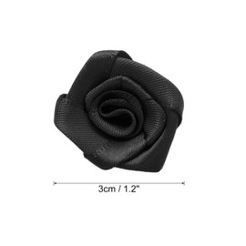 sourcing map 50pcs 3cm Ribbon Roses Satin Ribbon Flower Rose Artificial Fabric Flowers for DIY Crafting Accessories Sewing Wrapping Wedding Gift Decoration, Black