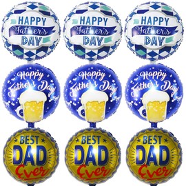 Happy Fathers Day Balloons, 18" Father's Day Foil Balloons, Father's Day Best Dad Ever Party Decoration Supplies