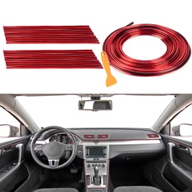 20PCS Car Air Conditioner Decoration Strip - Red Air Vent Outlet Trim Decoration and 33Ft Car Interior Trim Strips with Installing Tool DIY Flexible Interior Accessories Suitable for Most Vehicles