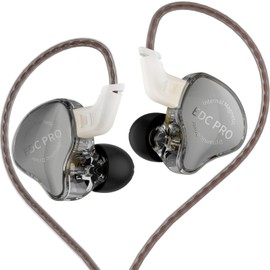 KZ EDC Pro in-Ear Monitors, HiFi Stereo Stage/Studio IEM Wired Noise Isolating Sport Earphones/Earbuds/Headphones with Detachable Cable for Musician Audiophile (Without Mic, OFC Flat Cable)