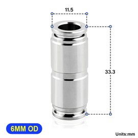 TAILONZ PNEUMATIC 304 Stainless Steel Straight - 6 mm Pipe AD Push to Connect Pipe Fittings Push Lock PU6 (Pack of 1)