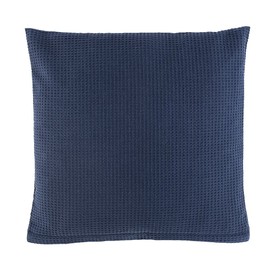 WOHNWOHL® Waffle Pique Cushion Cover (45 x 45 cm) • 100% Cotton Cushion Cover • Sofa Cushion Cover • Waffle Pique Decorative Cushion Cover • Couch Cushion Cover • Colour: Dark Blue