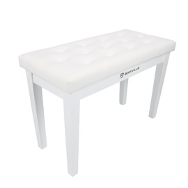Rockville PB7 WHITE Thailand Wood Piano Bench, Padded Comfort, Storage Compartment, Adjustable Height, for Pianists and Keyboard Players
