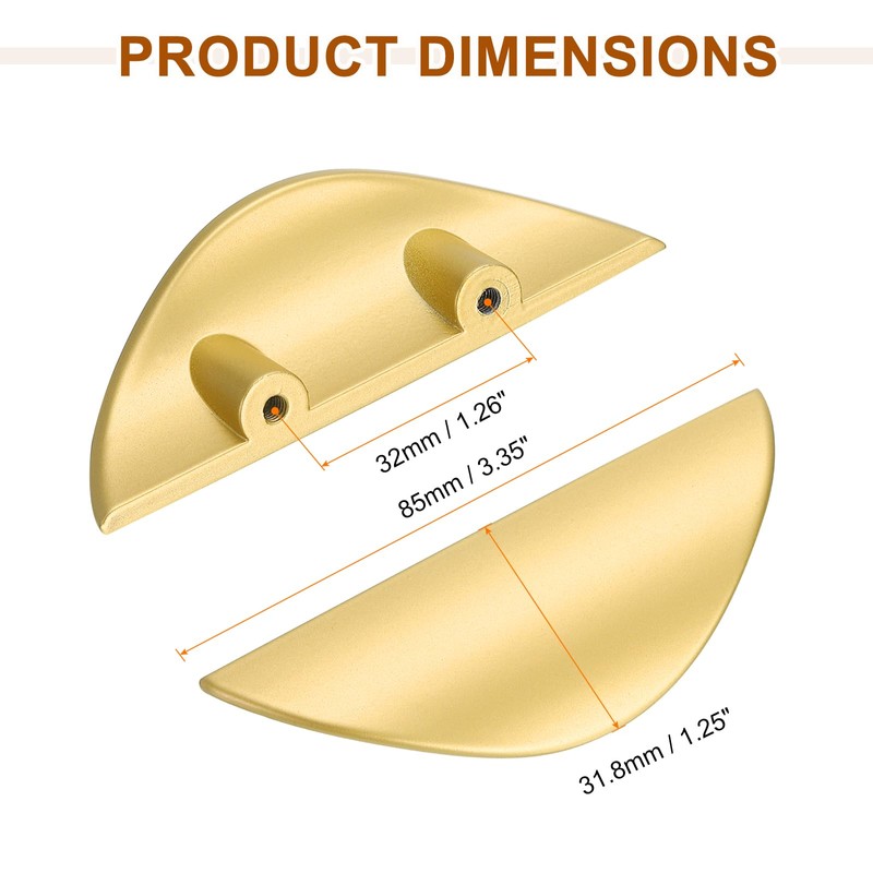 sourcing map 6 Pack Half Moon Cabinet Pull, 1.26" Hole