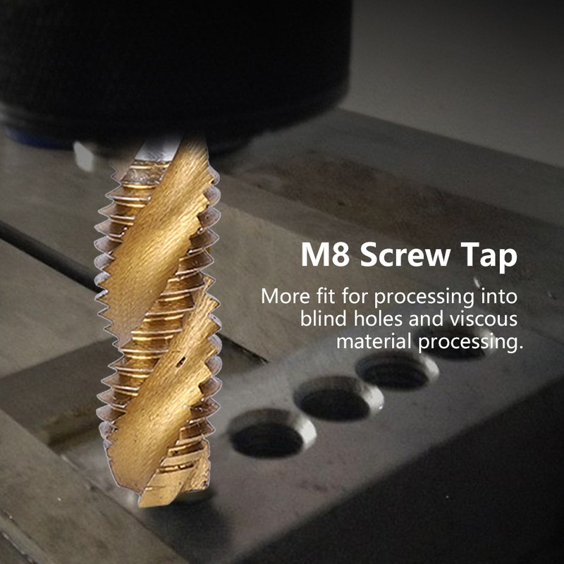 M8x1.25mm Spiral Fluted Tap High Speed Steel Thread Cutter Machine
