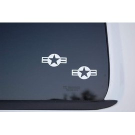 (2 Pack) US Air Force Star Logo Vinyl Sticker Decals - Choose Color & Size!! - USAF Insignia Car Window Tumbler (V631) (Black, 3" X 1.5")